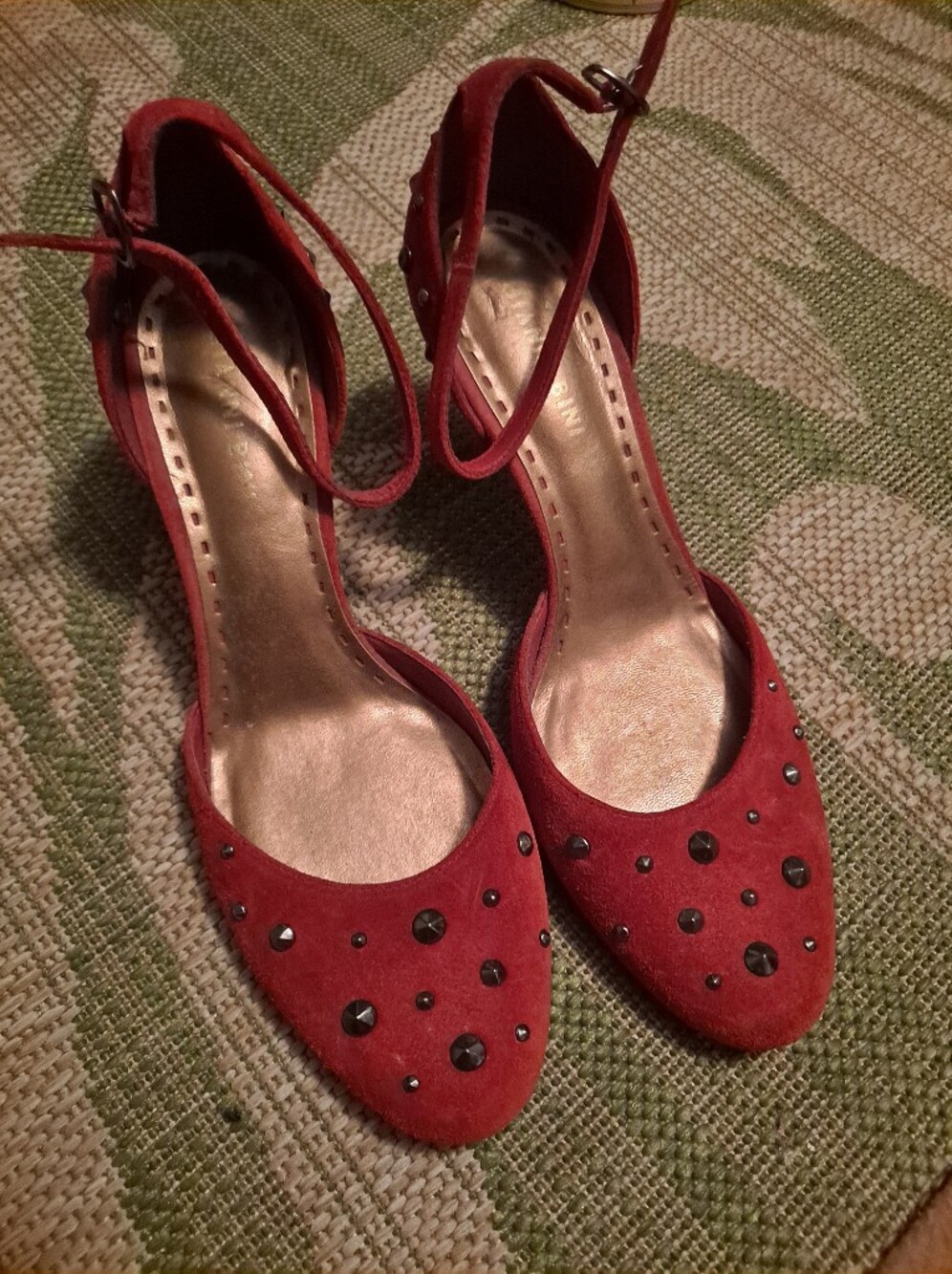 Vintage Gianni Bini Rust Studded Suede Ankle-Strap Heels